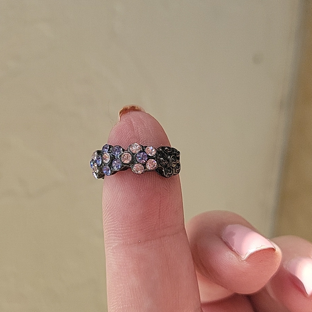 Pink and purple flower crystal earrings - Picture 8 of 8